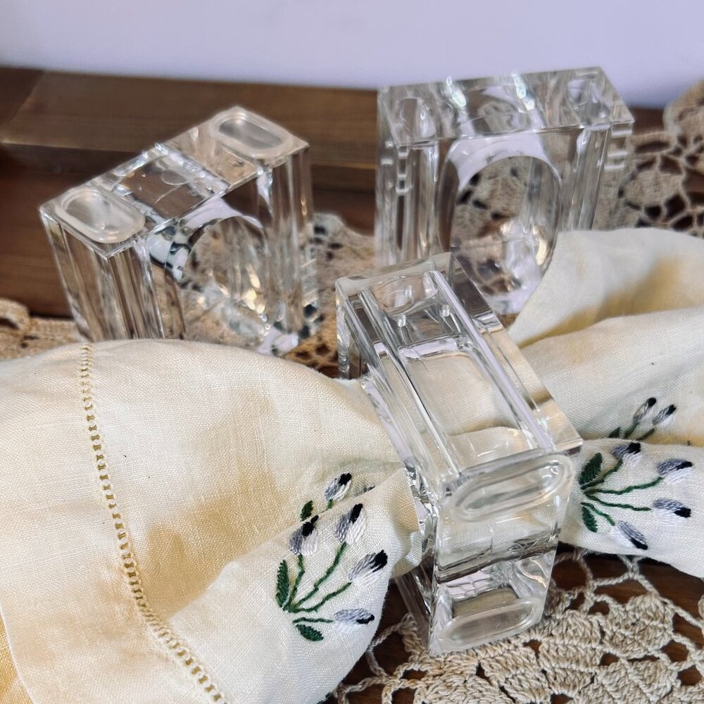 Set of 3 Vintage 1980s Acrylic Napkin Ring Salt & Pepper Shakers